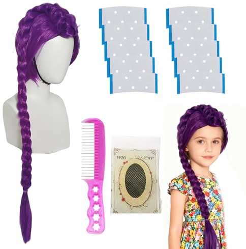 Peluca Rumi morada, para hombre y mujer, cosplay Rumi, alto grado de restauración, viene con 1 peine de acero rosa pequeño, 1 red de pelo negra, 10 tiras antideslizantes para pelucas
