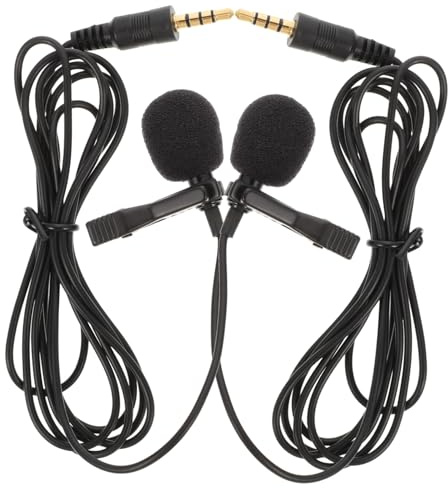 CONGARTENO Micrófono de Solapa Profesional Condensador 2 Piezas Cable de 1,5 M y Conector 3,5 Mm para Grabación, Conferencias y Uso Computadora y Smartphone