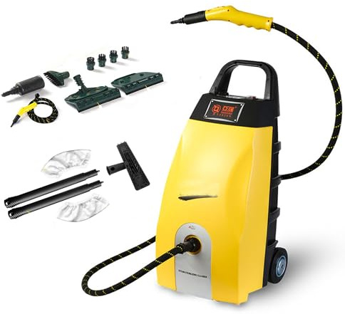 Pulitore A Vapore Continuo Multiuso Ad Alta Temperatura, Riscaldamento Rapido In 40 Secondi Con 6 Accessori, Estrattore Per Tappeti Riscaldato Per Elettrodomestici E Dettagli Auto Yellow