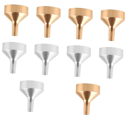 OSALADI Lot de 10 Mini Entonnoirs Métalliques pour Huiles Essentielles et Parfums Entonnoirs de Transfert en Métal Doré et Argenté Outils Précis pour Remplissage Cosmétique