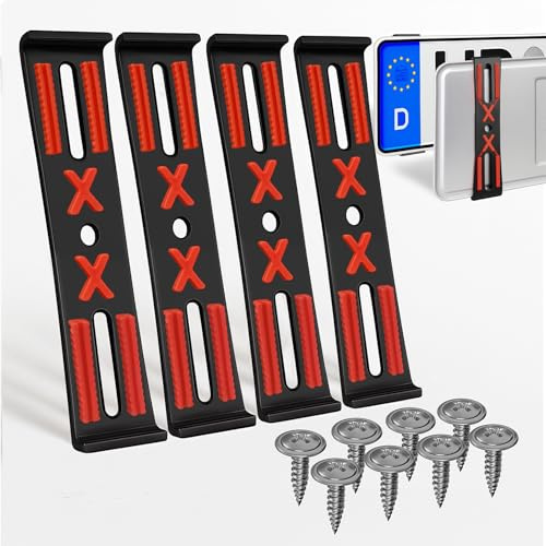 Soporte para matrícula de coche, universal, color negro, casi invisible, juego para 2 matrículas de coche, incluye tornillos de fijación, discretamente seguro y duradero