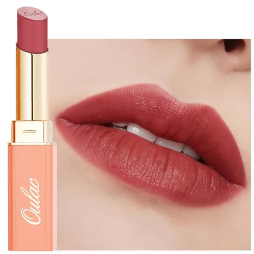 Oulac Rouge à Lèvres Satiné Mat – Haute Pigmentation, Rose Boisée, Longue tenue, Sans Transfert, Texture Douce, Agréable, Hydratant, Maquillage Pour les Lèvres, Vegan SG20