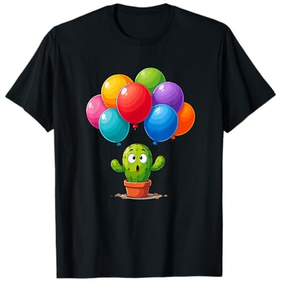 Simpatico Cactus con Palloncini Colorati per Feste Maglietta