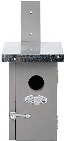 2 Stück Esschert Design Nistkasten, Vogelhaus Zaunkönig in grau, ca. 11 cm x 14 cm x 25 cm