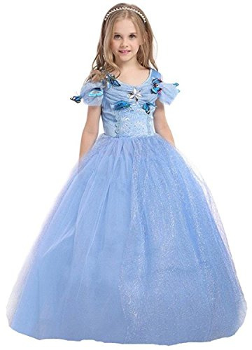 ELSA & ANNA Abito da principessa per bambina - Costume da bambina congelata - Abito da principessa per bambina per feste, compleanni, travestimenti e Halloween - Abito CNDR5
