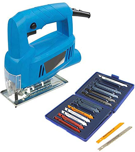 Tooltime 350W electric jigsaw + 15 assorted wood metal & plastic jig saw cutting blades