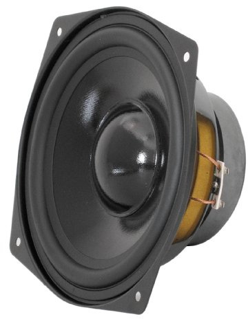Dynavox 204206 - Altavoz de Graves (165 mm, 4 ohmios, chasis Compacto con Borde de Goma, para automontaje en Caja de Caja, para reproducción de Sonido Medio y bajo), Color Negro
