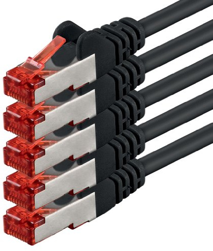 5x 3 Meter - Cat 6 Netzwerk-Kabel Patch-Kabel Cat6 RJ45 SFTP - Schwarz