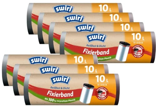 7x Swirl Fixierband Müllbeutel 10L (15 stk./Rolle)