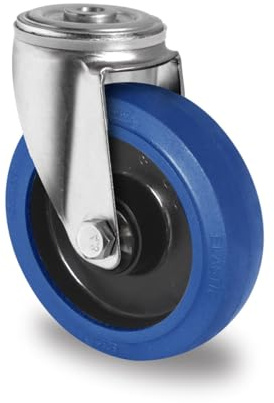 Lenkrolle mit Rückenloch 100 mm Elastik Blue Wheels