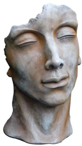 Skulptur Portrait Gesicht Mann H53cm Rosteffekt Steinguss Steinfigur Vidroflor Gartenskulptur + Original Pflegeanleitung von Steinfigurenwelt Giessen
