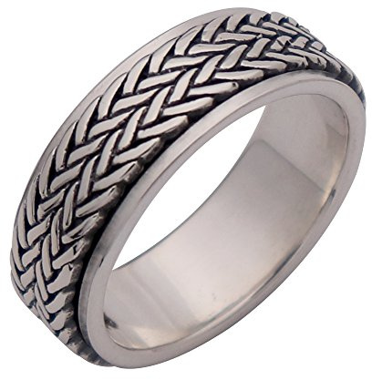 Echt 925 Sterling Silber Geflochtener Seil Spinner Ring Band Fidget Anxiety Ring für Herren Damen Größe 56