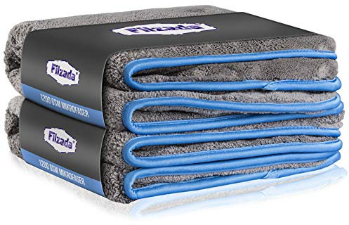 Filzada® 2X Paños de Microfibra para Coches 1200 gsm - Increíble Potencia de succió - Toalla Secado Coche Coches para el Cuidado Profesional del Coche (42x48cm)