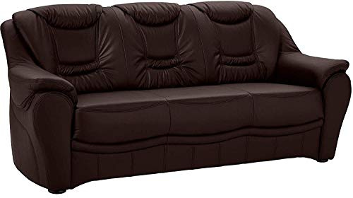CAVADORE Bansa Canapé 3 Places en Cuir synthétique avec Noyau à Ressort Marron 198 x 94 x 95 cm