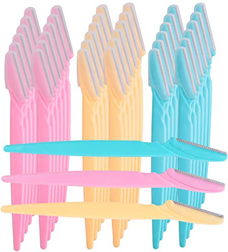Foraineam 90 Pieces Eyebrow Razors Multipurpose Exfoliating Tool Eyebrow Trimmer Shaper Face Razor with Precision Cover