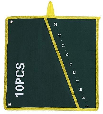 Haofy Bolsa organizadora de Llaves de 1 Pieza, Bolsa de Almacenamiento de Herramientas de Llave Inglesa Enrollable Verde, Lona Duradera 6/8/10/12/14/25 Bolsillos(10PCS)