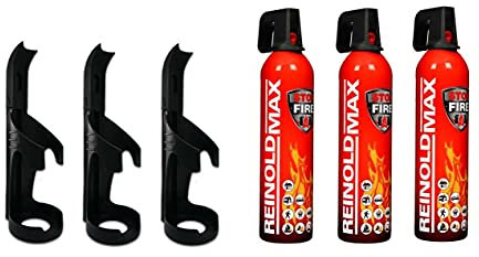 IWH Feuerlöschspray – STOPFIRE 3 x 750ml mit 3 Wandhalter – Autofeuerlöscher, rot