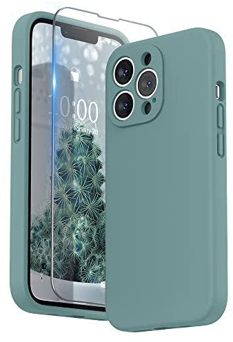 SURPHY für iPhone 13 Pro Hülle Silikon mit Displayschutzfolie | Case mit Kameraschutz Stoßfeste Handyhülle für 6,1 mit Erhöhter Randschutz