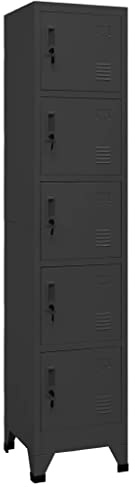vidaXL Armoire à Casiers Classeur Meuble de Rangement d'Equipements de Sport Produits de Nettoyage Intérieur Bureau Anthracite 38x40x180 cm Acier