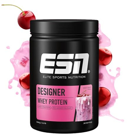 ESN Designer Whey Protein Pulver, Cherry Yogurt, 908 g, bis zu 23 g Protein pro Portion, ideal zum Muskelaufbau und -erhalt - made in Germany