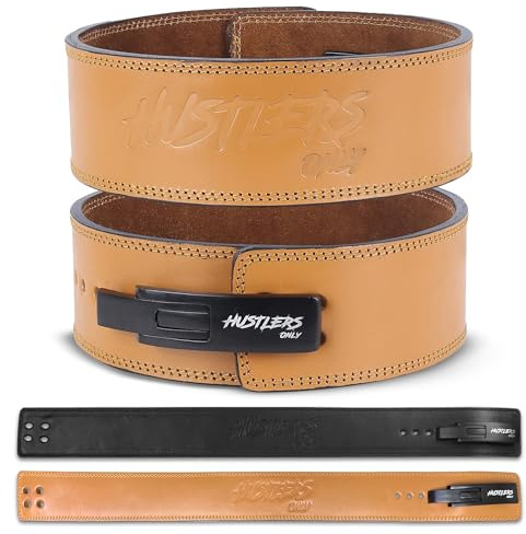 HUSTLERS ONLY Gewichthebergürtel für Herren mit Hebelschnalle, Echtleder, Fitnessgürtel für Kreuzheben, Powerlifting, Workout-Gürtel, 10 mm Dicke für Rückenstütze, Hebegürtel für Damen, Größe M, Braun