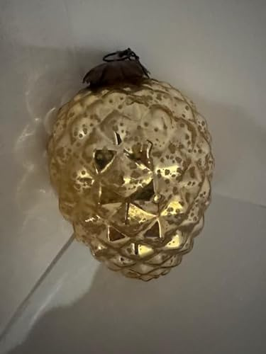 broste Deko Zapfen Tannenzapfen Glas Silber/Rose Kupfer antik H 20cm Weihnachtsschmuck