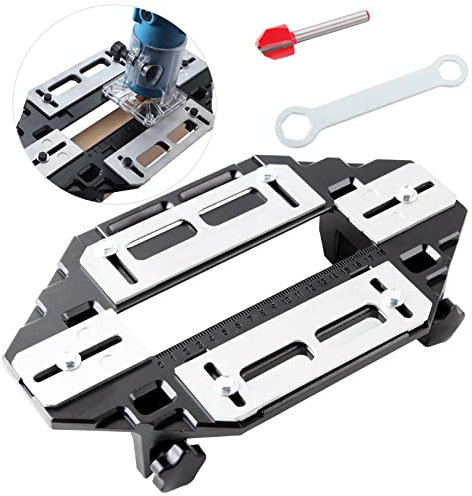 Aluminum Woodworking Tools Door Hinge Jig Woodworking Hole Opener Positioning Drilling Slotter Lock Guide Plate for Door Lock Installation