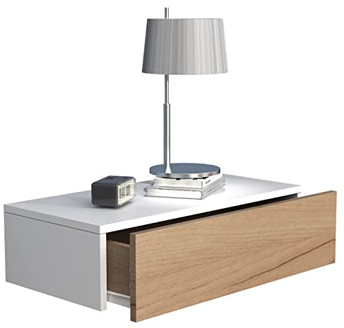 VCM Table de chevet avec tiroir mural et étagère murale - Dimensions : env. 15 x 60 x 30 cm - Usal M 60 cm