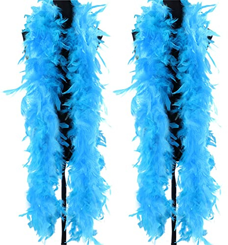 BYNYXI 2 Stück Flauschige Federboa, 2M Federschal Truthahnfedern Federboa Lametta Fäden Weihnachten Damen Federn Schal Bunte Federboa zum Basteln Kostüme für Damen Karneval Fasching Mottoparty