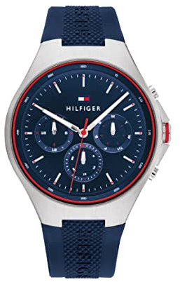 Tommy Hilfiger Reloj Analógico de Cuarzo Multifunción para Hombre con Correa de Silicona Azul Marina - 1792057
