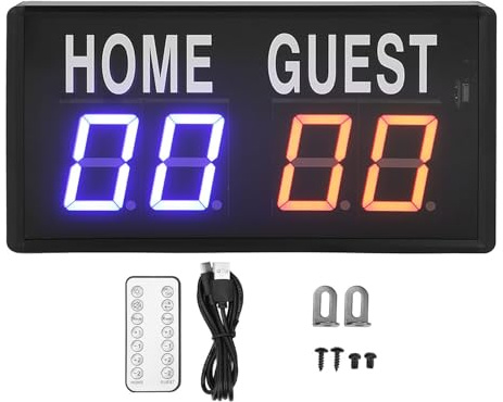 Tbest Elektronische Digitale Anzeigetafeln, Elektronische Anzeigetafel, Aluminiumlegierung, Fernbedienung, 100–240 V, Digitale Tischanzeigetafel für Basketball, Volleyball