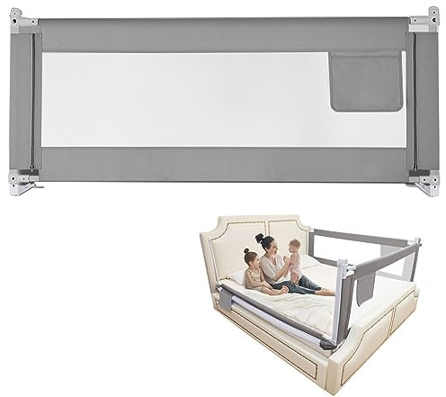 HUHJYUGE Bettgitter, Kinderbett Kinderbettschutzgitter Rausfallschutz, Höhenverstellbar Sicherheitsschutz Bettschutzgitter, Klappbar Babybettgitter, (Eine Seite) (1.2m)