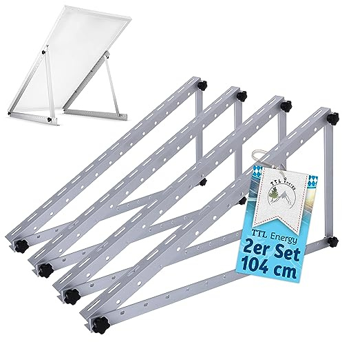 TTL HOME Solarmodul Halterung Alu 104 cm 41“ 4er Set 2 Paar - 0-90° Winkel einstellbar Montage & Befestigungs Set für Flachdach Aufständerung Balkonkraftwerk Solarpanel auf Balkon Garage Wand