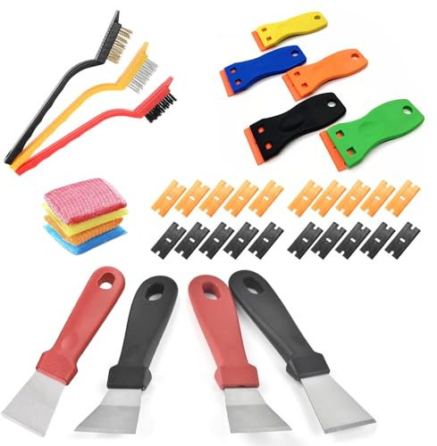 PMELCXD 36 Pcs Plastic Oven Scraper Tool Non Scratch Cleaning Scraper Kitchen Grease Scraper Hob Scraper Glass Scraper Nylon Super Scraper Ice Scraper