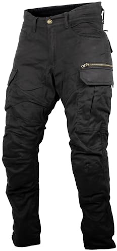 Cargo Aramid Motorrad Hose in schwarz mit Protektoren (DE/NL/SE/PL, Bundweite & Schrittlänge, 34, 32)