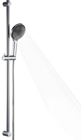 OFFO Shower Slide Bar with 6 Modes Shower Head Set, 1.5m Stainless Steel Hose,Adjustable 100cm Riser Rail and High Pressure Handheld Showerhead,Chrome