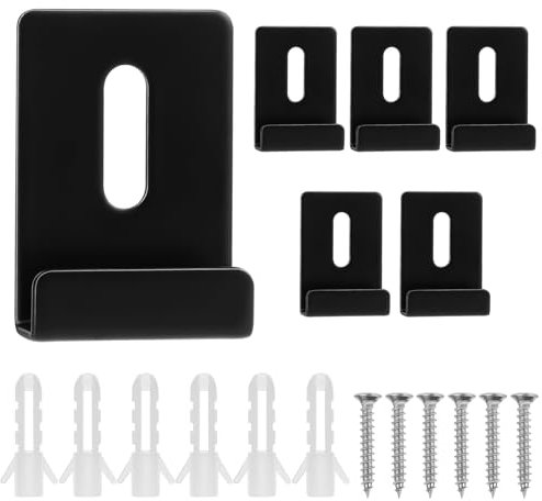 6 Stück Spiegelhalterung Wand Schwarz Schwere Spiegelhalterung Set Spiegelbefestigung Zubehör mit Stiften und Schrauben Metall Wand Spiegelhalter für Badezimmer und Zimmer Spiegel