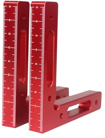 ANCLLO 90-Grad-Winkelklemme, Doppelpack, 90°-L-Typ-Eckklemme, 12 cm x 12 cm, Positionierungswinkelklemmen aus Aluminiumlegierung für Holzbearbeitungs- und Tischlerwerkzeug