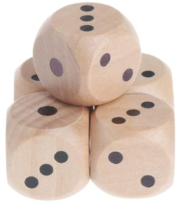 YueJieSelected Würfelpunkte aus Holz Holzwürfel Groß - Großer Würfel - Spielwürfel Groß-30mm - Hölzerne Dice (5 Stück)