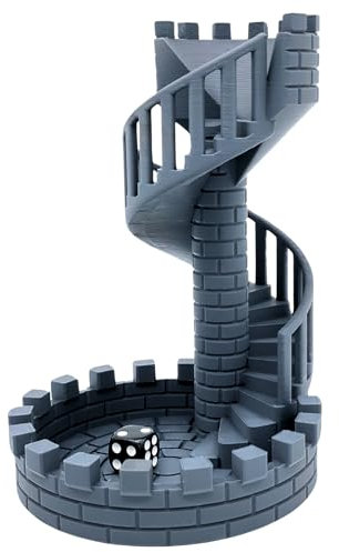 drunkLY - 3D Würfelturm für das perfekte Würfelerlebnis, perfekt für RPG, Miniaturspiele und Brettspiele, mit Würfel - Geschnek Idee (Grau)