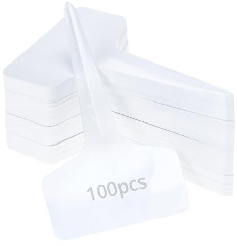 QWORK® lot de 100 étiquettes pour plantes, 6 x 10 cm, étiquette de jardinage en plastique, pour légumes, semis, fleurs, type T