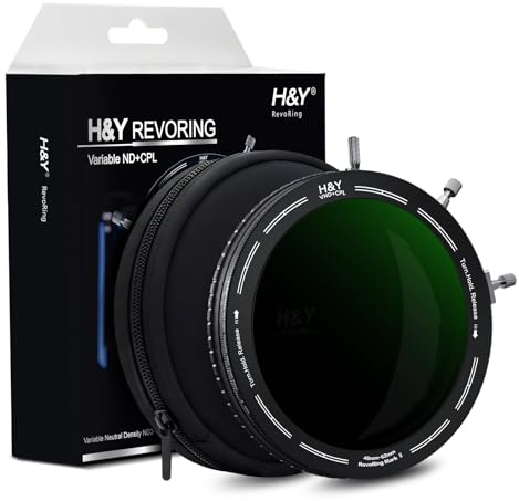 H&Y RevoRing MKⅡ 46 mm, 49 mm, 52 mm, 55 mm, 58 mm, 62 mm Variabler ND-Filter & CPL-Polarisator, 3-in-1 VND (ND3-1000) Kameraobjektivfilter mit verstellbarem Adapterring, 22-Schicht-Nanobeschichtung