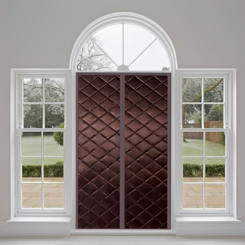 Magnétique De Porte d'hiver Chaud, 85x235cm vent Imperméable Isolation Phonique pour Porte d Entrée Intérieur/Patio/Coulissante,Café