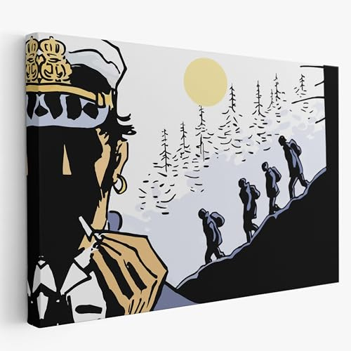 Corto Maltese Mezzanotte 50x70cm Riproduzione Artistica - Quadro su Tela in Cotone con Telaio, Pronto da Appendere, Quadri Moderni Soggiorno, Arredo Casa Ufficio, Eco-Friendly, Made in Italy