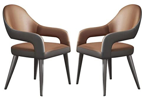 BAKULI Esszimmerstühle Für Die Küche 2er Set Moderner Ledersessel Mit Stuhlbeinen Aus Eisenkunstmetall Für Kommerzielle Restaurants Hause(Dark Brown)