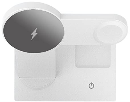 Cargador Inalambrico, 30W 3 en 1 Cargador inalámbrico Soporte de Carga por inducción for Auriculares de teléfono Reloj Estación de Carga rápida magnética(White with Plug)