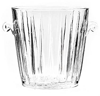 LaYiQimn Eiseimer Glas-Eiskübel, Wein-, Bier-, Champagner-Kühleimer, Glas-Eishalter-Eimer, transparenter Mini-Kühleimer und Tragegriff für Partys