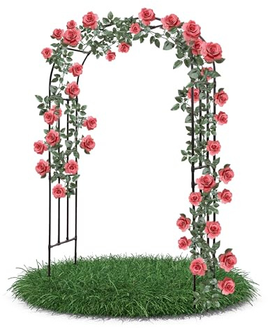 Gartenwelt Riegelsberger Rosenbogen 120x240x40 cm aus PE-ummanteltem Stahl schwarz Rankhilfe für Kletterpflanzen Blumen