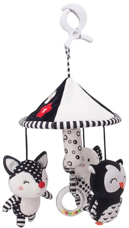 Kontrastreiches Neugeborenes Spielzeug Der Tierpuppe - Neugeborenenspielzeug, Krippenglocke, Rassel, Schwarz und Weiß, visuelles Training, Früherziehung, Plüsch, beruhigendes Babyspielzeug, Babybett-M