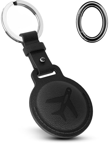 YISH Airtag Schlüsselanhänger Leder: Airtag Anhänger Kompatibel mit Apple Air Tag, Air Tag Hülle Case für Air Tag mit Keyring, Verstärkte Nähte, Austauschbare Schnallen